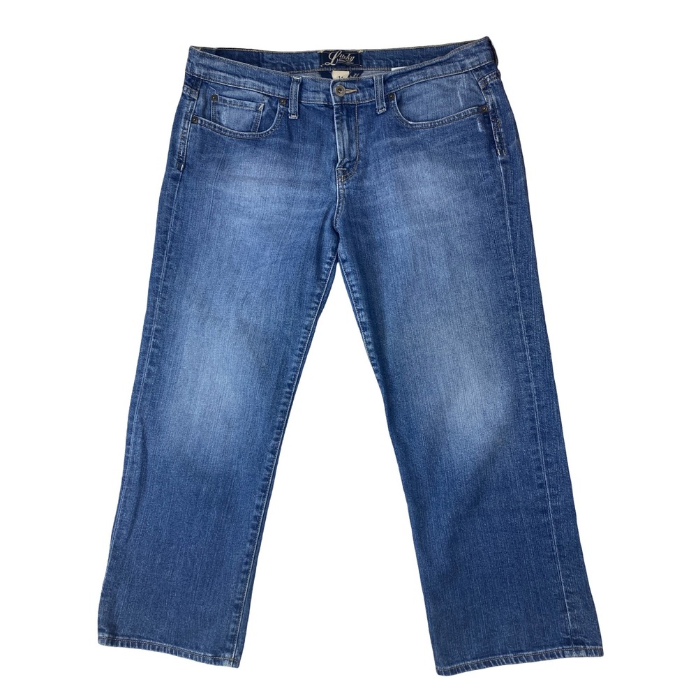 Lucky Brand Summer Sweet N Low Crop Jeans Blue‎ Medium Wash Denim Size 14/32